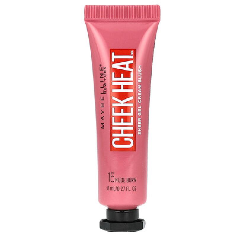 Maybelline, Cheek Heat, Sheer Gel-Cream Blush, 15 Nude Burn, 0.27 fl oz (8 ml)