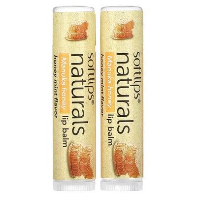 Softlips, Naturals Lip Balm with Manuka Honey, Honey Mint, 2 Sticks, 0.15 oz (4.2 g) Each