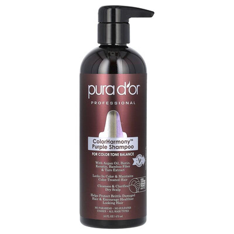 Pura D'or, Professional, ColorHarmony Purple Shampoo, 16 fl oz (473 ml)