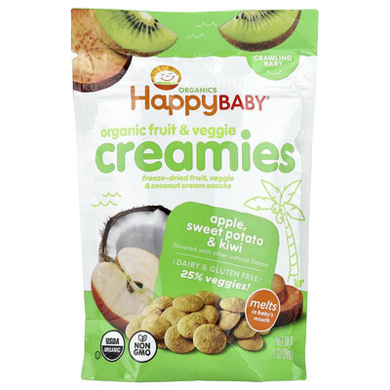 Happy Family Organics, Organic Fruit & Veggie Creamies, Crawling Baby, Apple, Sweet Potato & Kiwi, 1 oz (28 g)