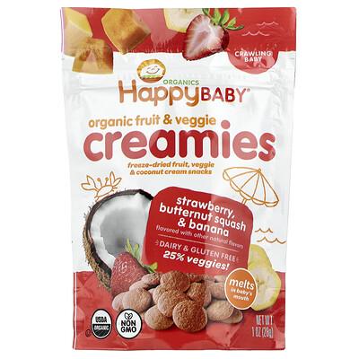 Happy Family Organics, Organic Fruit & Veggie Creamies, Crawling Baby, Stawberry, Butternut Squash & Banana, 1 oz (28 g)