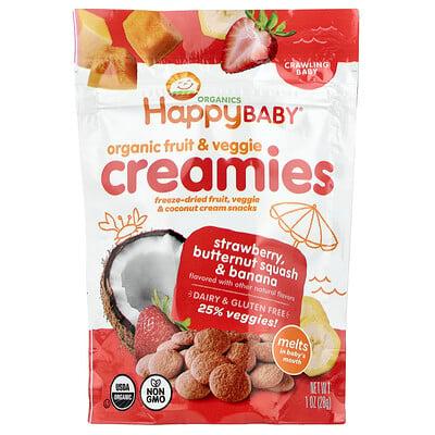 Happy Family Organics, Organic Fruit & Veggie Creamies, Crawling Baby, Stawberry, Butternut Squash & Banana, 1 oz (28 g)