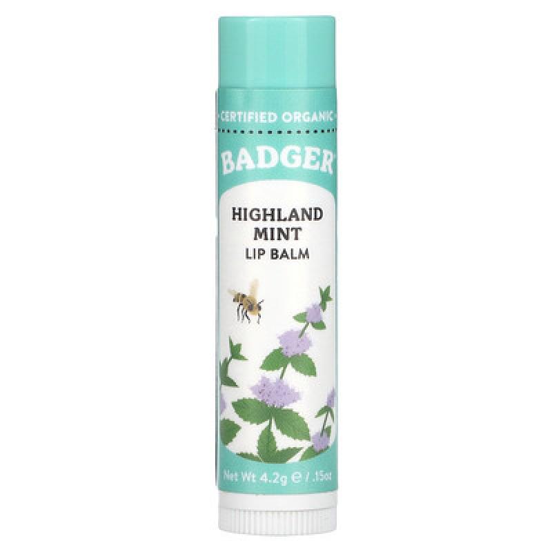 Badger, Lip Balm, Highland Mint, 0.15 oz (4.2 g)