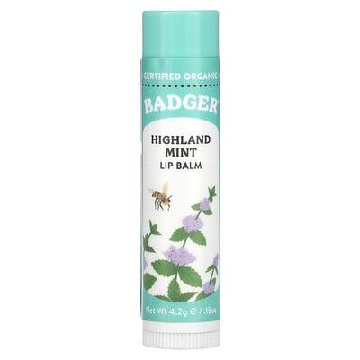 Badger, Lip Balm, Highland Mint, 0.15 oz (4.2 g)