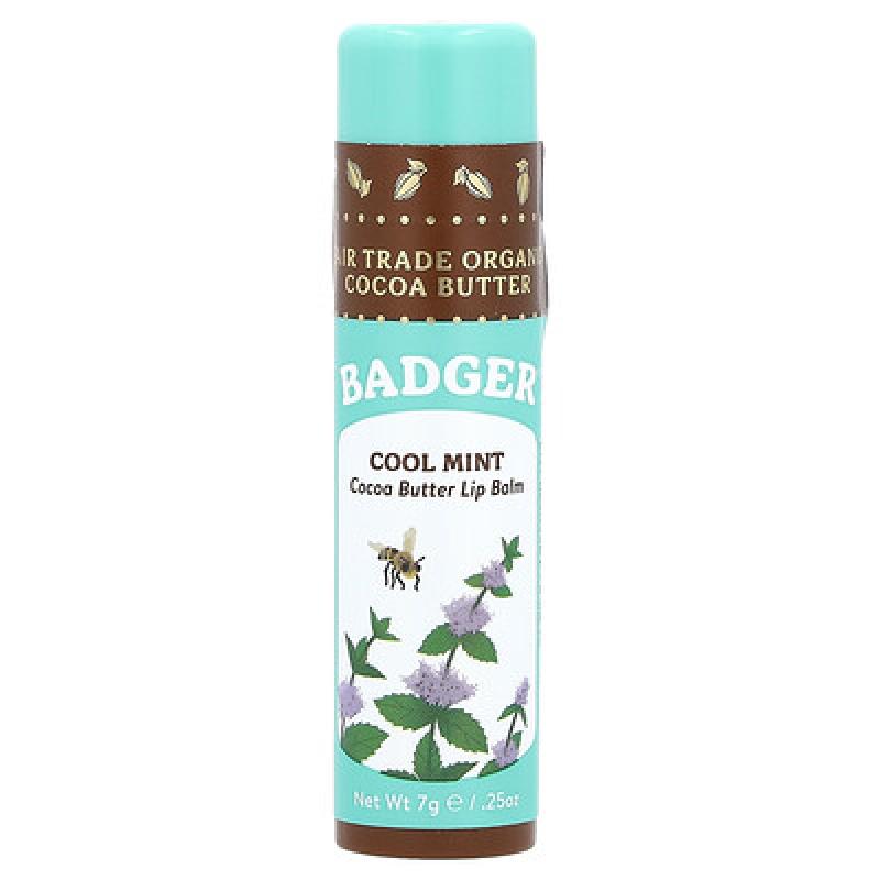 Badger, Cocoa Butter Lip Balm, Cool Mint, 0.25 oz (7 g)