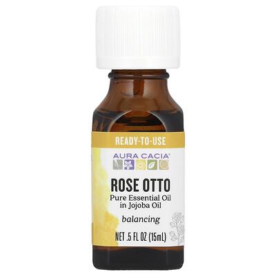 Aura Cacia, Pure Essential Oil in Jojoba Oil, Rose Otto , 0.5 fl oz (15 ml)