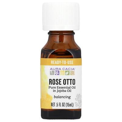 Aura Cacia, Pure Essential Oil in Jojoba Oil, Rose Otto , 0.5 fl oz (15 ml)