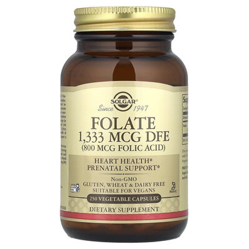 Solgar, Folate, 1,333 mcg DFE, 250 Vegetable Capsules