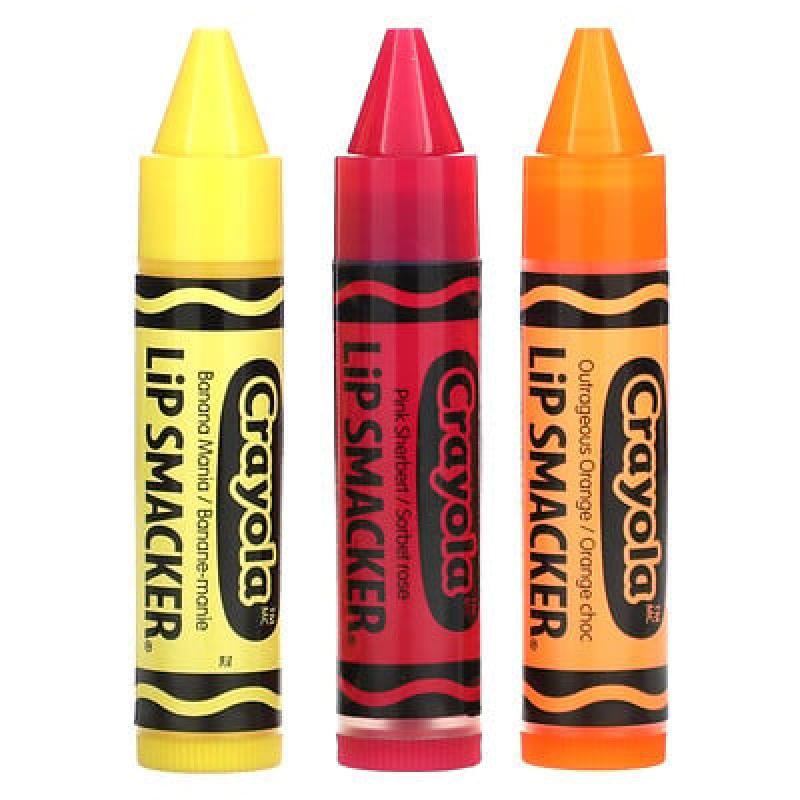 Lip Smacker, Crayola, Lip Balm, Variety Pack, 3 Pack, 0.14 oz (4 g) Each